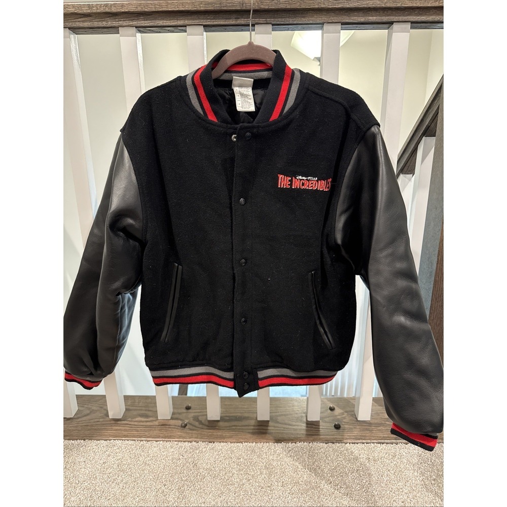 Vintage Disney Store The Incredibles Varsity Jacket Medium Pixar Y2K 2004‎ Black